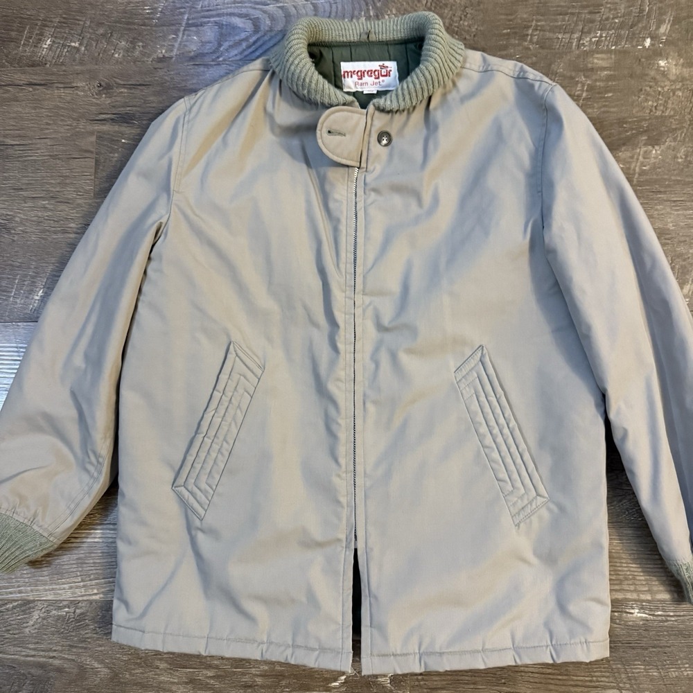 McGregor Ram Jet Jacket Men's 40 Beige Insulated Full Zip Made in‎ USA 70s Coat